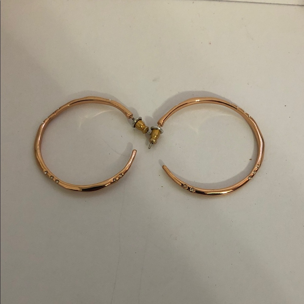 Stella & Dot Rose Gold Hoop Earrings with Crystal Design